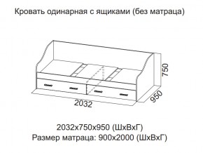 Кровать одинарная с ящиками (Без матраца 0,9*2,0) в Губкинском - gubkinskij.magazin-mebel74.ru | фото