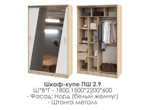 шкаф-купе ПШ-2.9 1500 Норд Белый жемчуг 1500 в Губкинском - gubkinskij.magazin-mebel74.ru | фото