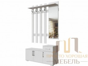 Вешалка с зеркалом 1,0 м №3 Ясень Анкор светлый в Губкинском - gubkinskij.magazin-mebel74.ru | фото